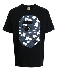 T-shirt à col rond imprimé noir A Bathing Ape