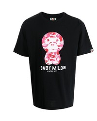 T-shirt à col rond imprimé noir A Bathing Ape