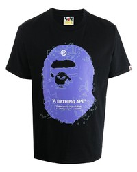 T-shirt à col rond imprimé noir A Bathing Ape