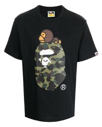 T-shirt à col rond imprimé noir A Bathing Ape