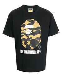 T-shirt à col rond imprimé noir A Bathing Ape