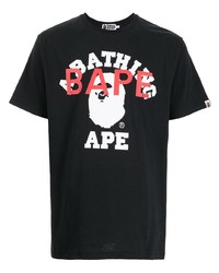 T-shirt à col rond imprimé noir A Bathing Ape