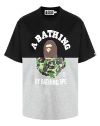 T-shirt à col rond imprimé noir A Bathing Ape