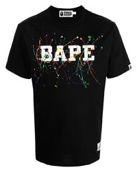 T-shirt à col rond imprimé noir A Bathing Ape