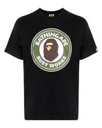 T-shirt à col rond imprimé noir A Bathing Ape