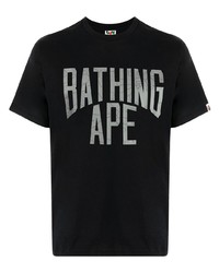 T-shirt à col rond imprimé noir A Bathing Ape