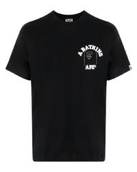 T-shirt à col rond imprimé noir A Bathing Ape