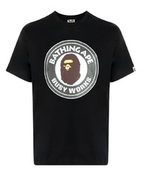 T-shirt à col rond imprimé noir A Bathing Ape