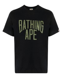 T-shirt à col rond imprimé noir A Bathing Ape