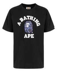 T-shirt à col rond imprimé noir A Bathing Ape