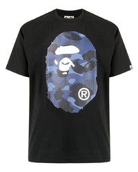 T-shirt à col rond imprimé noir A Bathing Ape