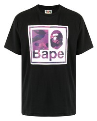 T-shirt à col rond imprimé noir A Bathing Ape