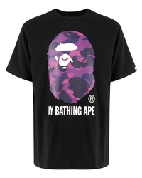 T-shirt à col rond imprimé noir A Bathing Ape