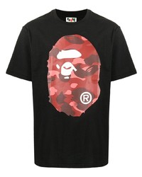 T-shirt à col rond imprimé noir A Bathing Ape