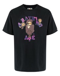 T-shirt à col rond imprimé noir A Bathing Ape