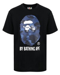 T-shirt à col rond imprimé noir A Bathing Ape