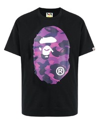 T-shirt à col rond imprimé noir A Bathing Ape