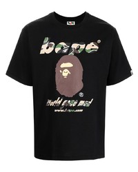 T-shirt à col rond imprimé noir A Bathing Ape