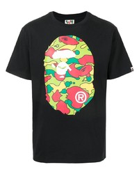 T-shirt à col rond imprimé noir A Bathing Ape