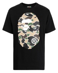 T-shirt à col rond imprimé noir A Bathing Ape