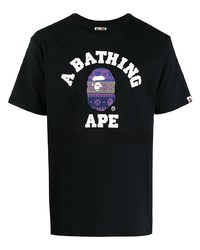 T-shirt à col rond imprimé noir A Bathing Ape