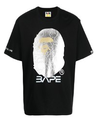 T-shirt à col rond imprimé noir A Bathing Ape