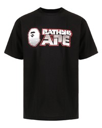 T-shirt à col rond imprimé noir A Bathing Ape