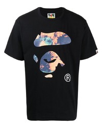 T-shirt à col rond imprimé noir A Bathing Ape