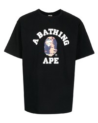 T-shirt à col rond imprimé noir A Bathing Ape