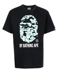 T-shirt à col rond imprimé noir A Bathing Ape