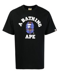 T-shirt à col rond imprimé noir A Bathing Ape