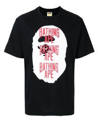 T-shirt à col rond imprimé noir A Bathing Ape