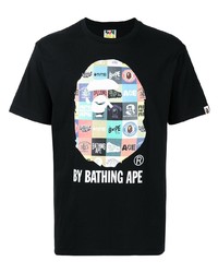 T-shirt à col rond imprimé noir A Bathing Ape