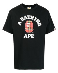 T-shirt à col rond imprimé noir A Bathing Ape