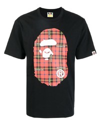 T-shirt à col rond imprimé noir A Bathing Ape