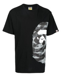 T-shirt à col rond imprimé noir A Bathing Ape