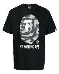 T-shirt à col rond imprimé noir A Bathing Ape