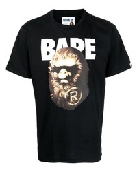 T-shirt à col rond imprimé noir A Bathing Ape