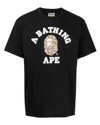 T-shirt à col rond imprimé noir A Bathing Ape