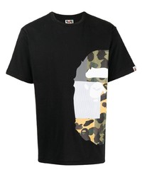 T-shirt à col rond imprimé noir A Bathing Ape