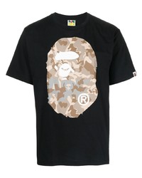 T-shirt à col rond imprimé noir A Bathing Ape