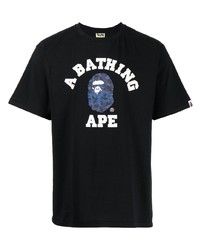 T-shirt à col rond imprimé noir A Bathing Ape