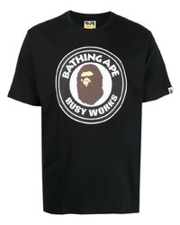 T-shirt à col rond imprimé noir A Bathing Ape