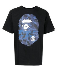 T-shirt à col rond imprimé noir A Bathing Ape