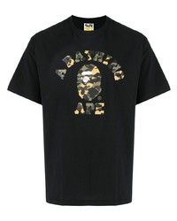 T-shirt à col rond imprimé noir A Bathing Ape