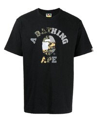 T-shirt à col rond imprimé noir A Bathing Ape