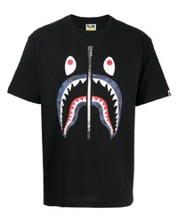 T-shirt à col rond imprimé noir A Bathing Ape