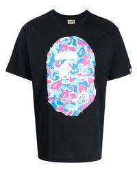 T-shirt à col rond imprimé noir A Bathing Ape