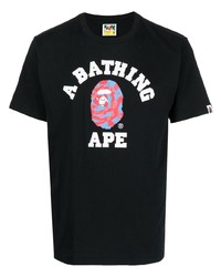 T-shirt à col rond imprimé noir A Bathing Ape