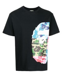 T-shirt à col rond imprimé noir A Bathing Ape